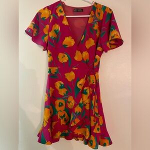 ZARA | floral ruffle flowy swing romper faux dress